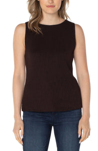 Sleeveless Boat Neck Rib Top