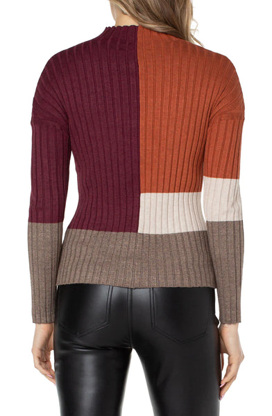 Mock Neck Colorblock Sweater