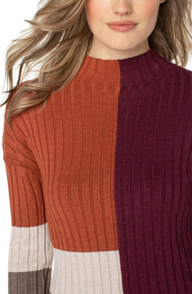 Mock Neck Colorblock Sweater