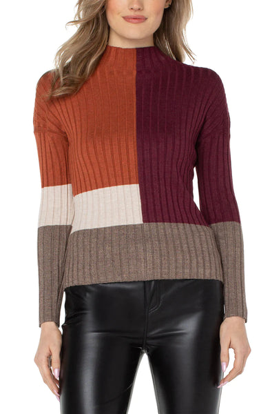 Mock Neck Colorblock Sweater