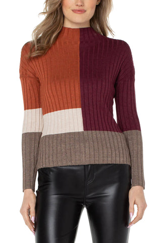 Mock Neck Colorblock Sweater
