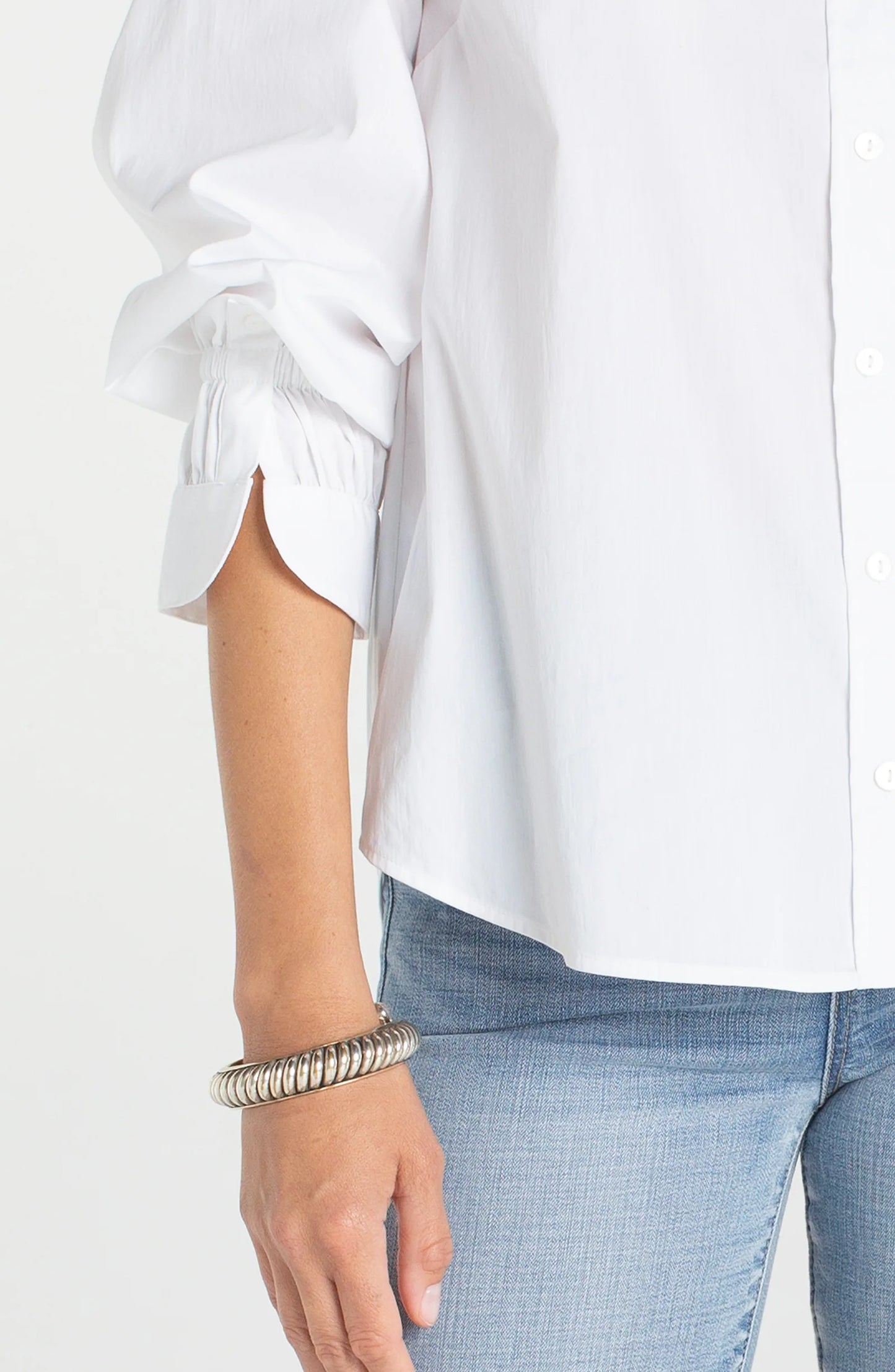 Adjustable Sleeve Woven Button Top