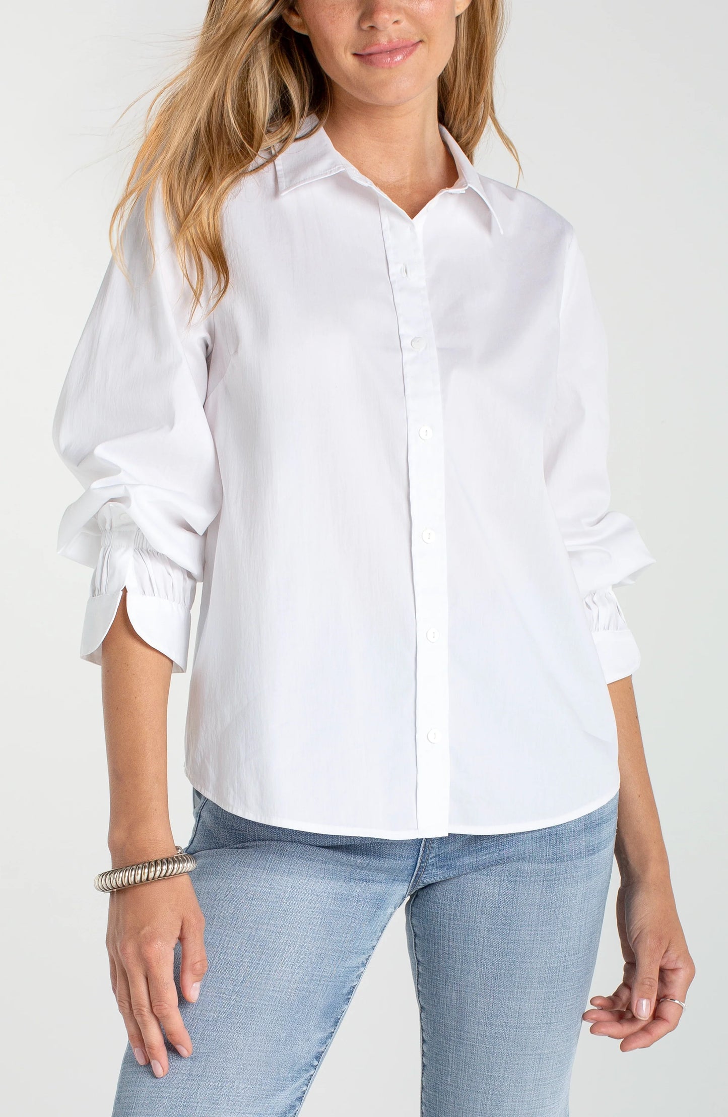 Adjustable Sleeve Woven Button Top