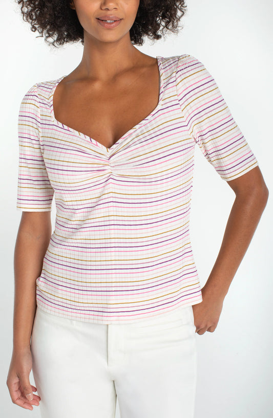 Half Sleeve Sweetheart Knit Top