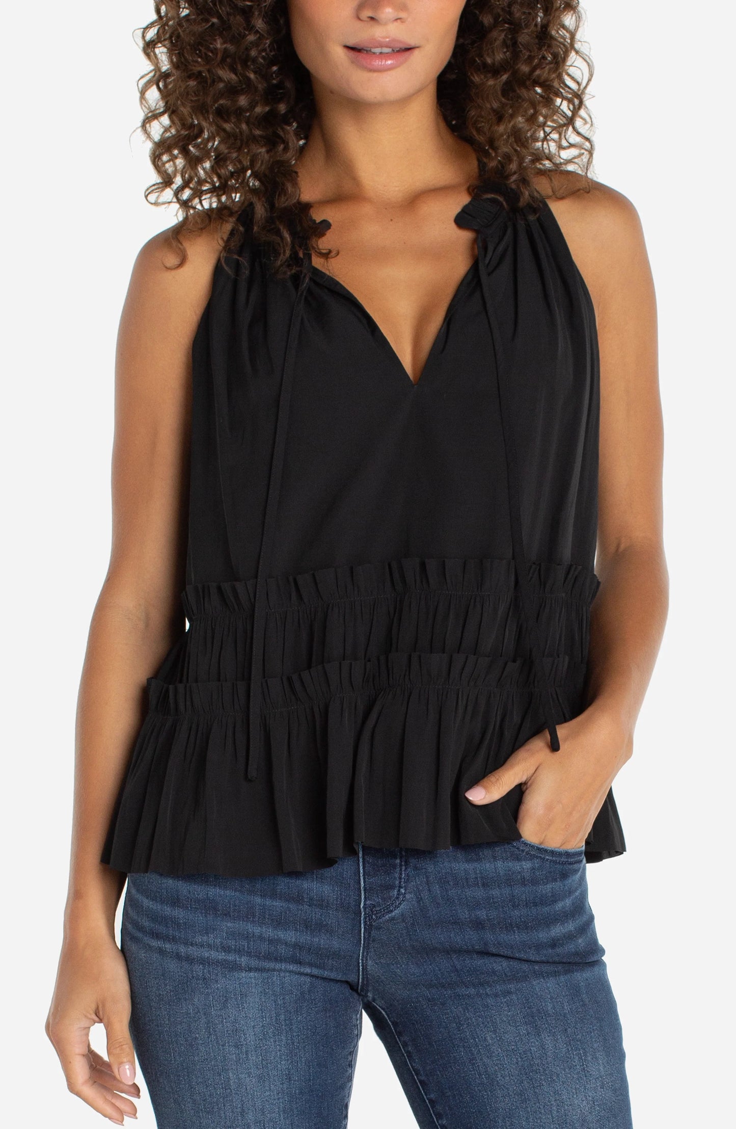 Sleeveless Top with Ruffles