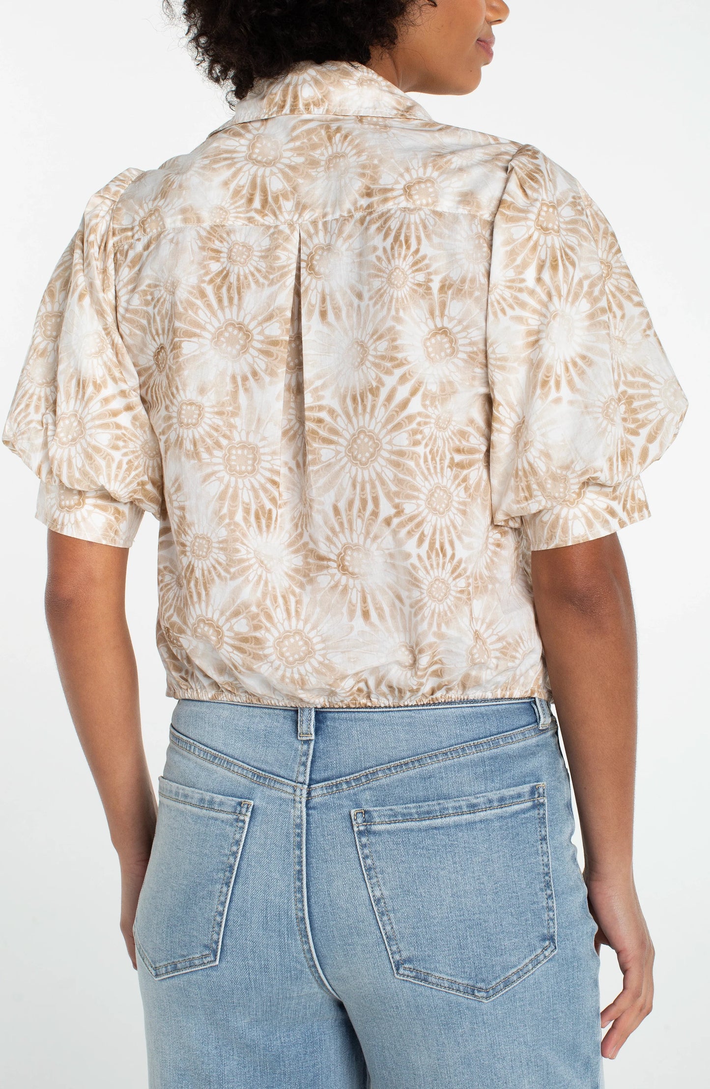 Puff Sleeve Button Front Top