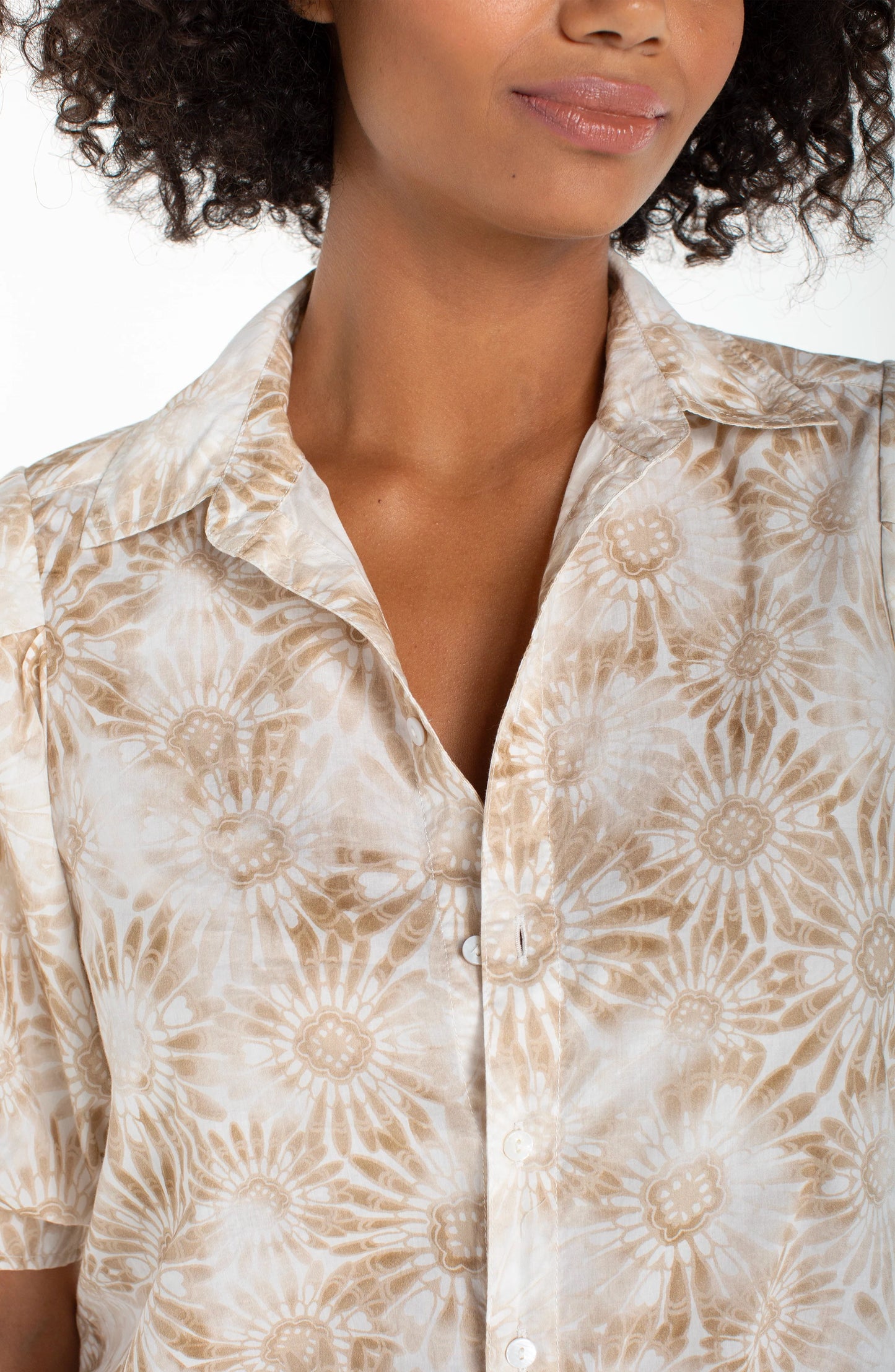 Puff Sleeve Button Front Top