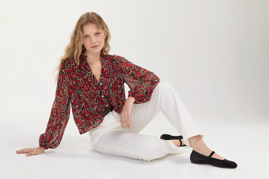 Long Sleeve Blouse with Pintucks