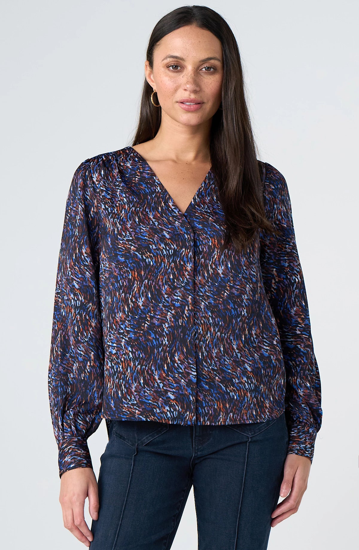 Long Sleeve Woven Blouse
