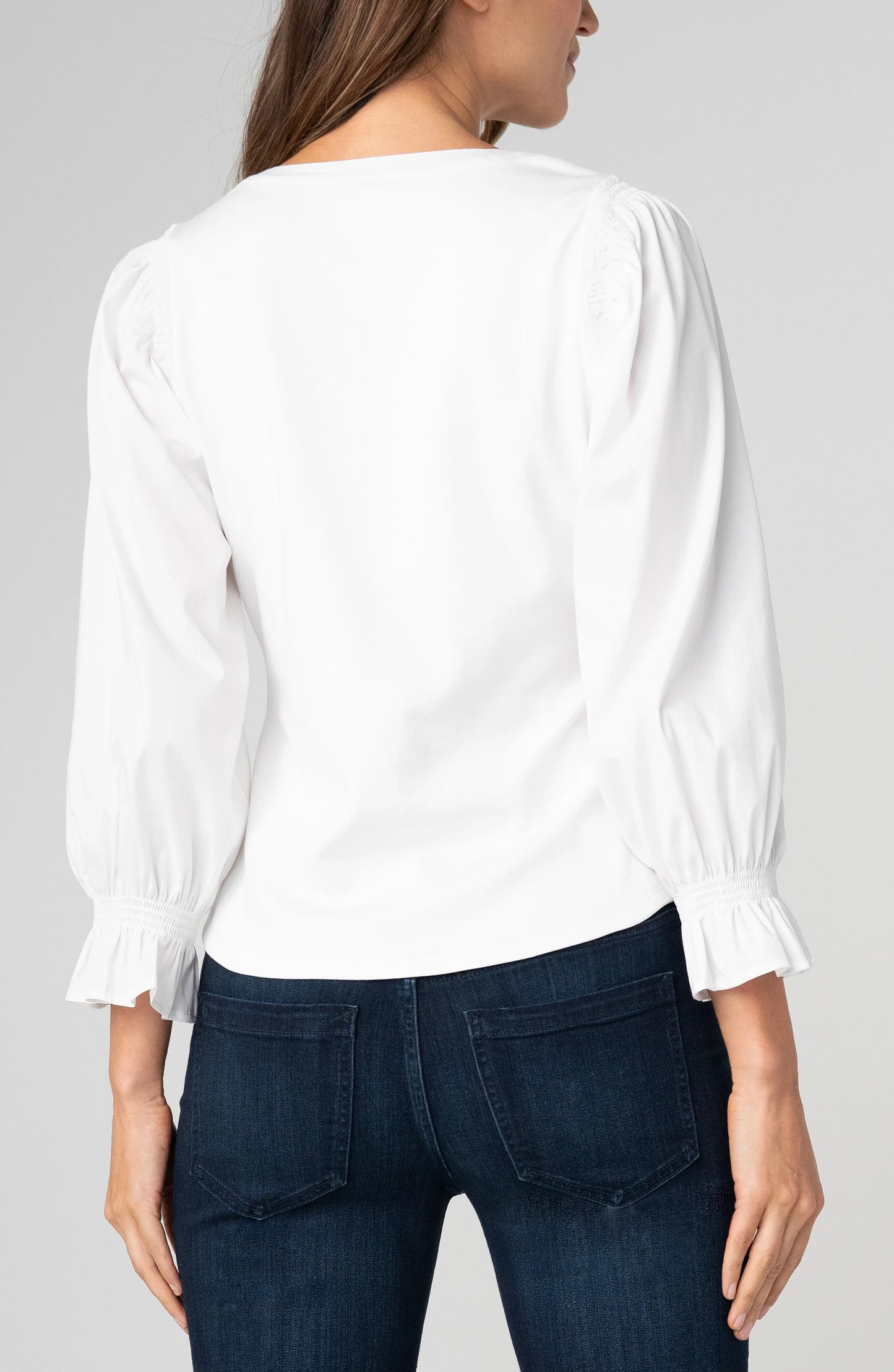 3/4 Sleeve Knit to Woven Top