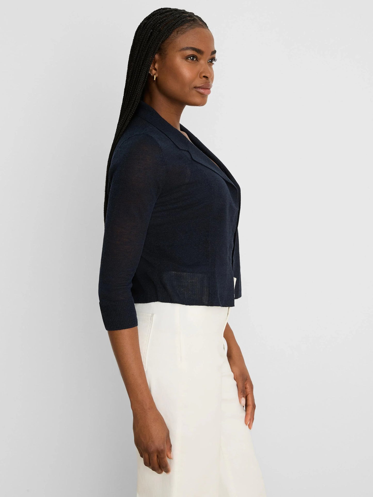 Featherknit Collared Cardigan