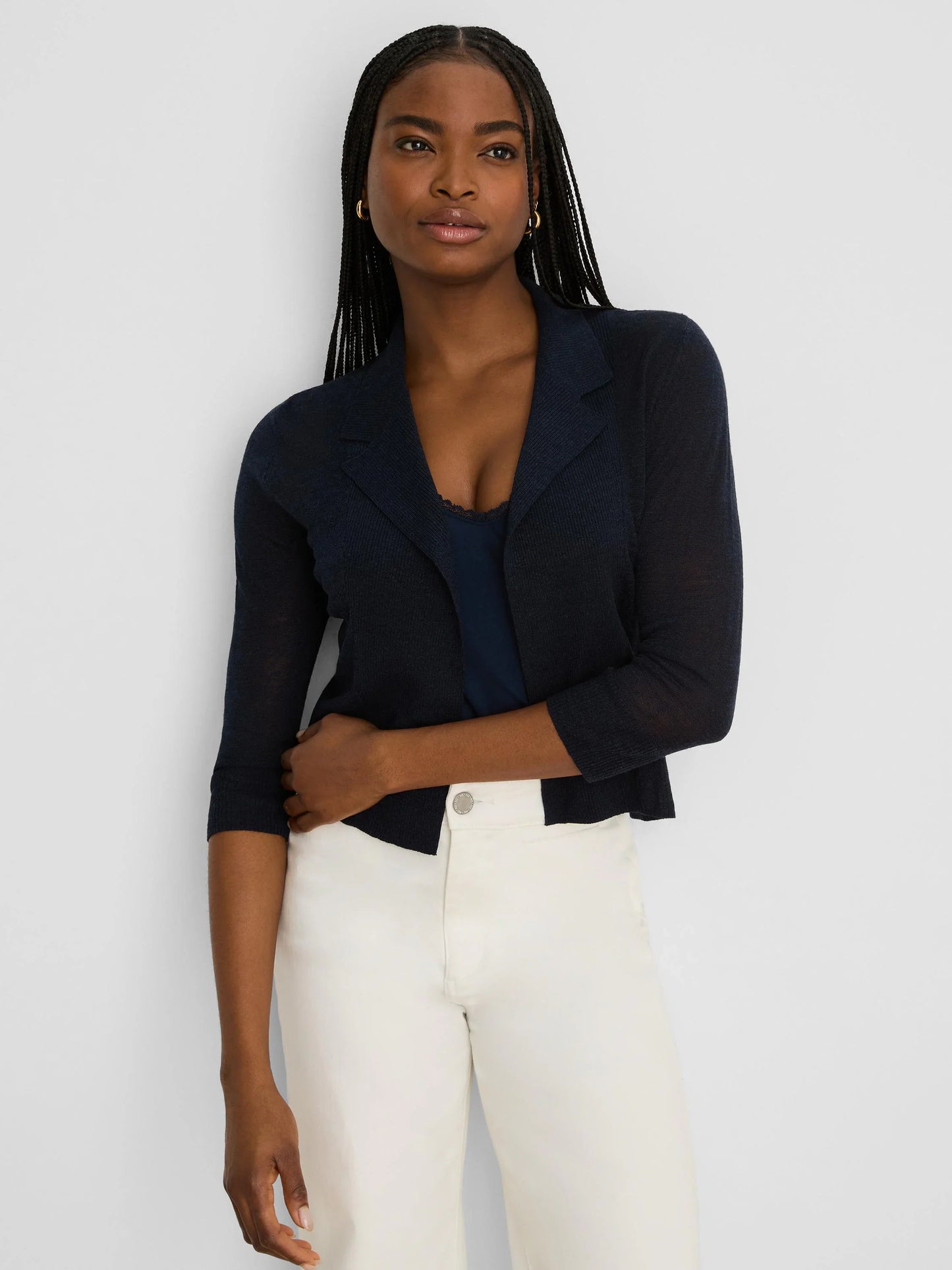Featherknit Collared Cardigan