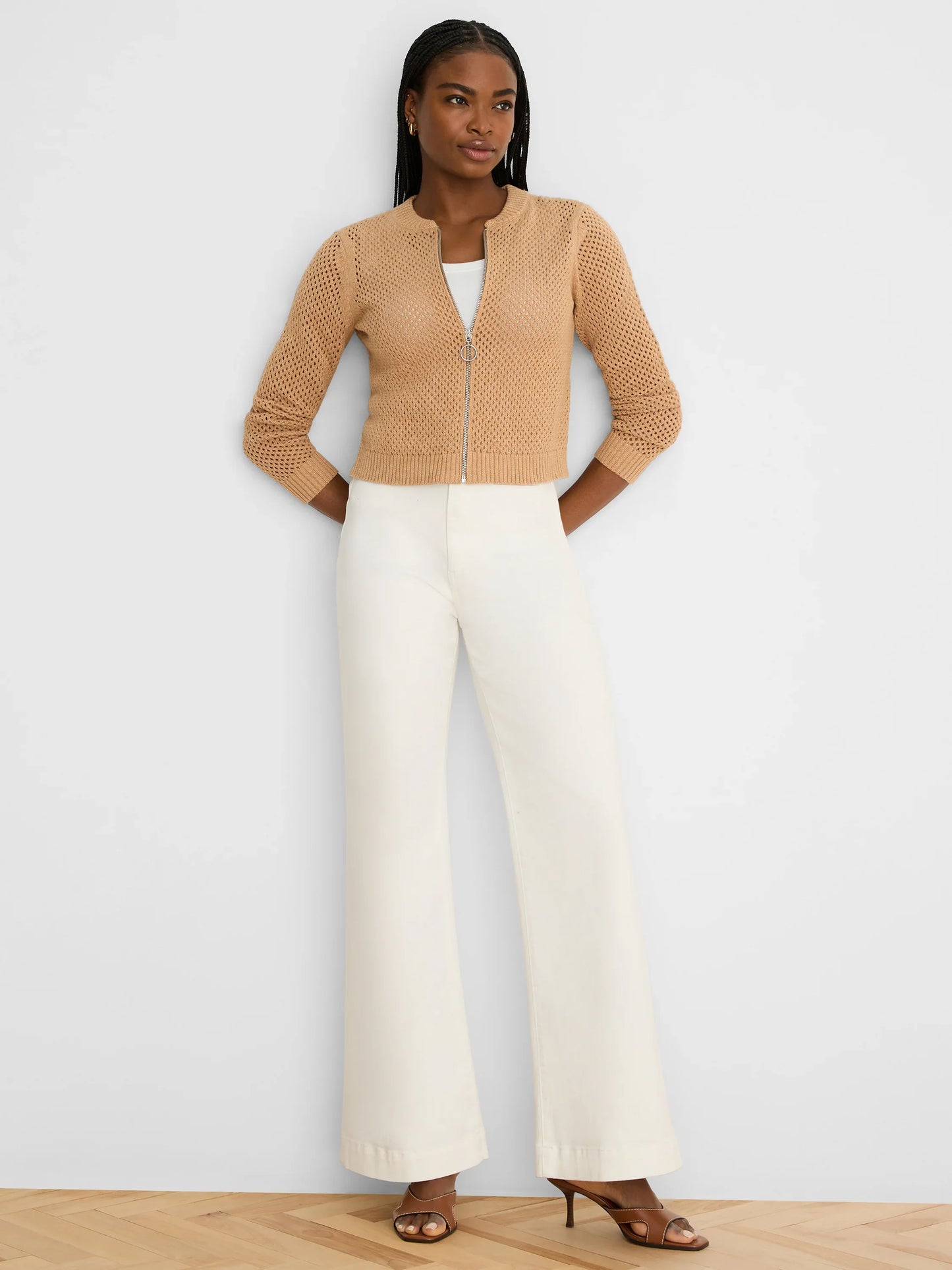 Zip Front Mesh Cardigan