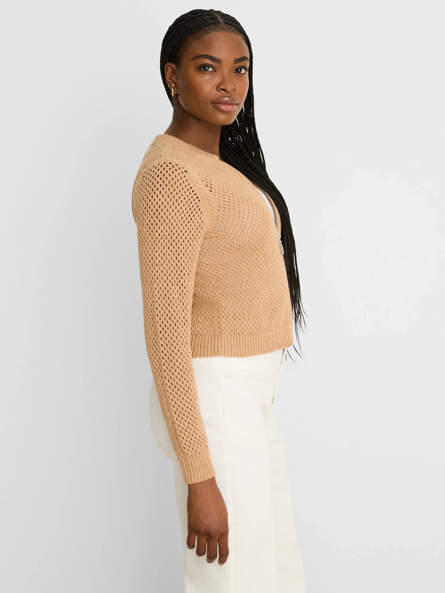 Zip Front Mesh Cardigan