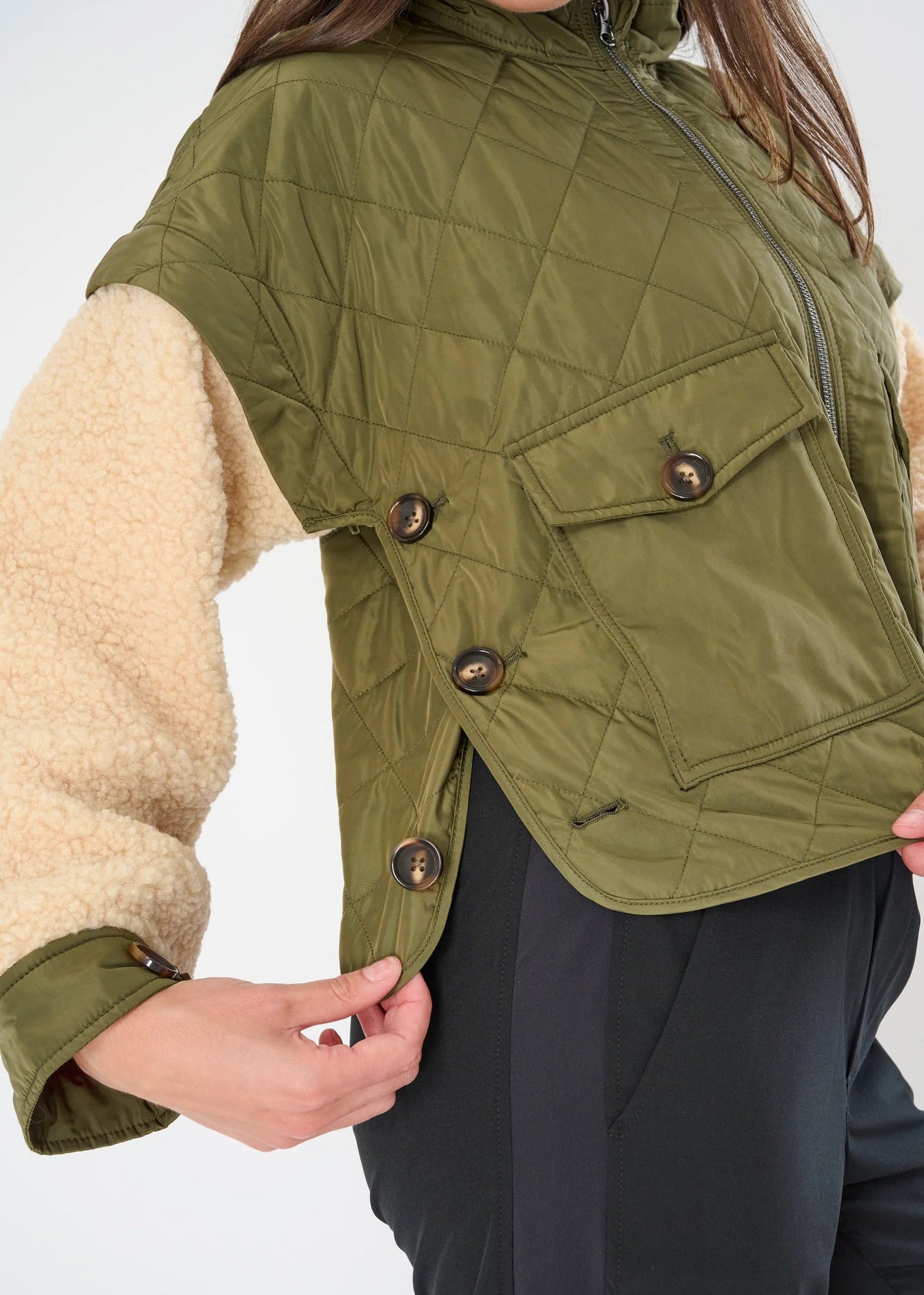 Sherpa Drop Shoulder Convertible Jacket
