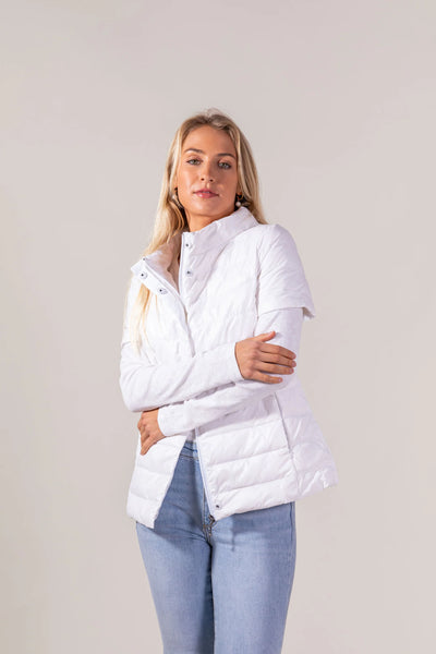 Short Sleeve Puffer Jacket - White