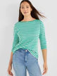 3/4 Sleeve Stripe Envelope Boatneck Tee