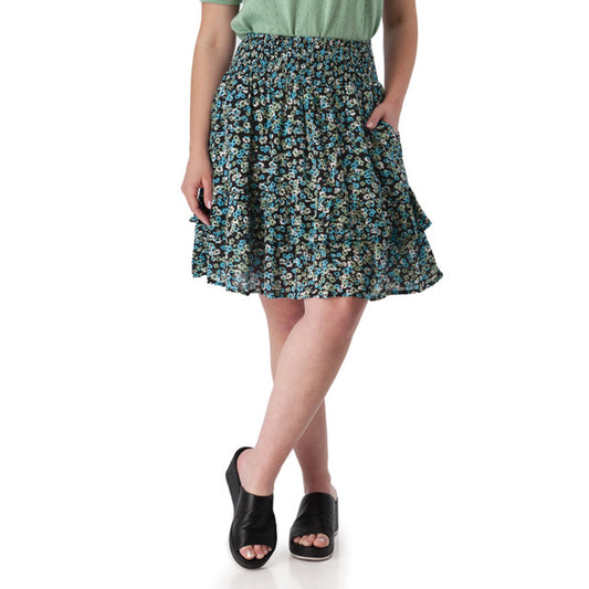 Francesca Floral Tiered Crepe Skirt
