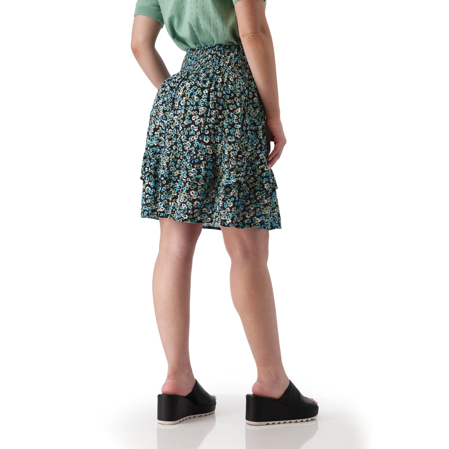 Francesca Floral Tiered Crepe Skirt