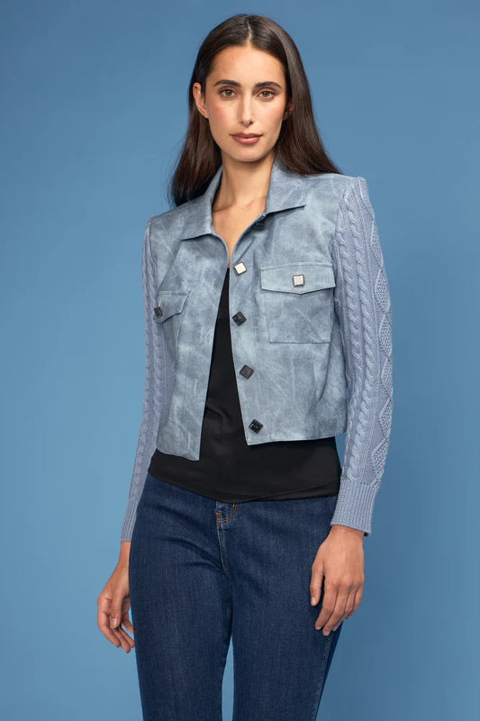 Knit Sleeve Pleather Jacket