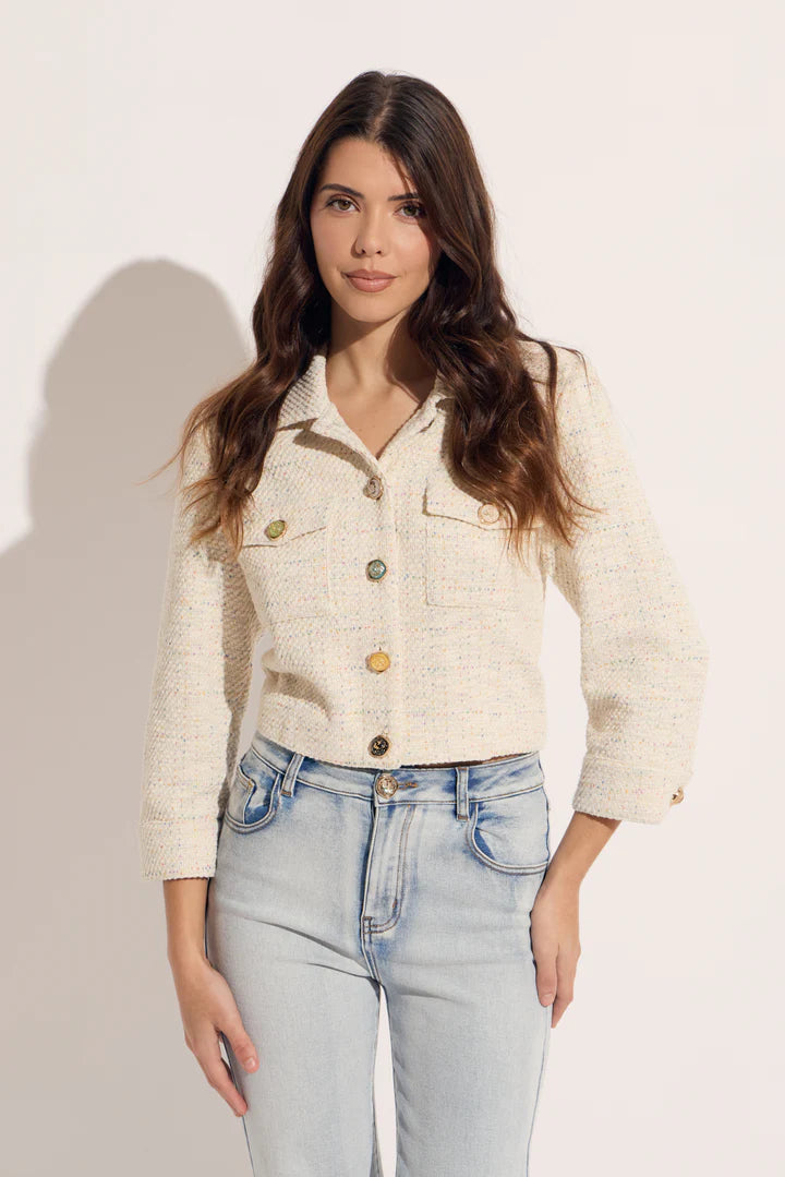 Multi Dot Tweed Short Jacket