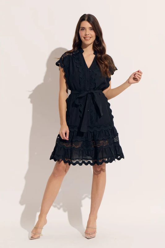 Vertical Wiggle Short Dress with Slip