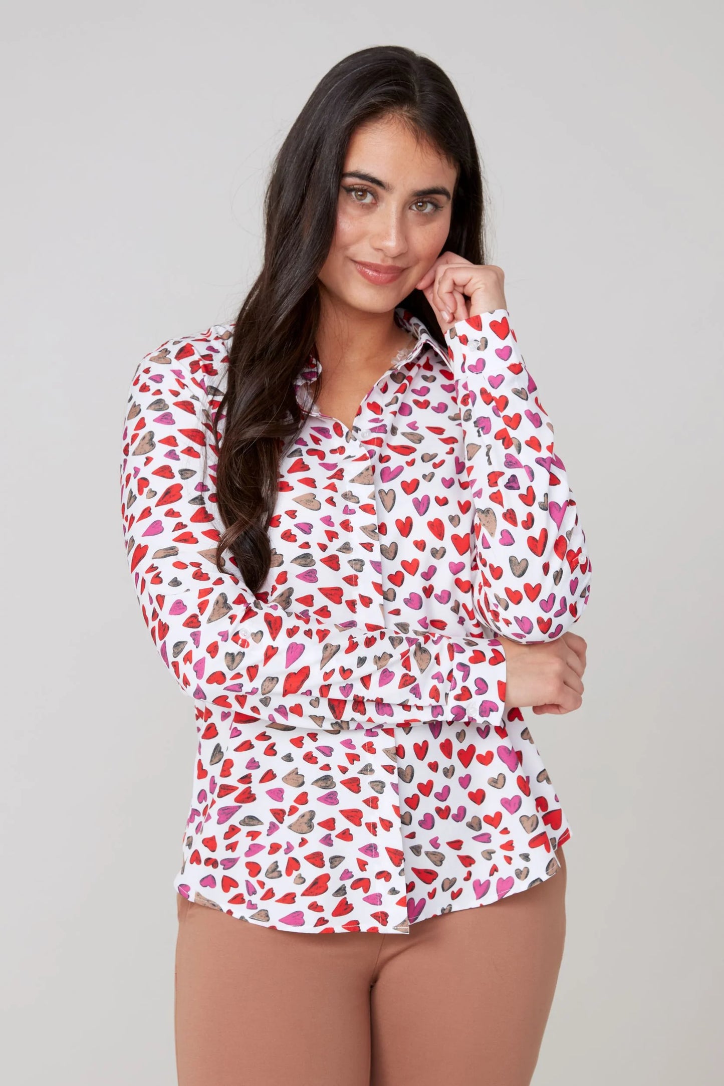 All Over Hearts Woven Blouse