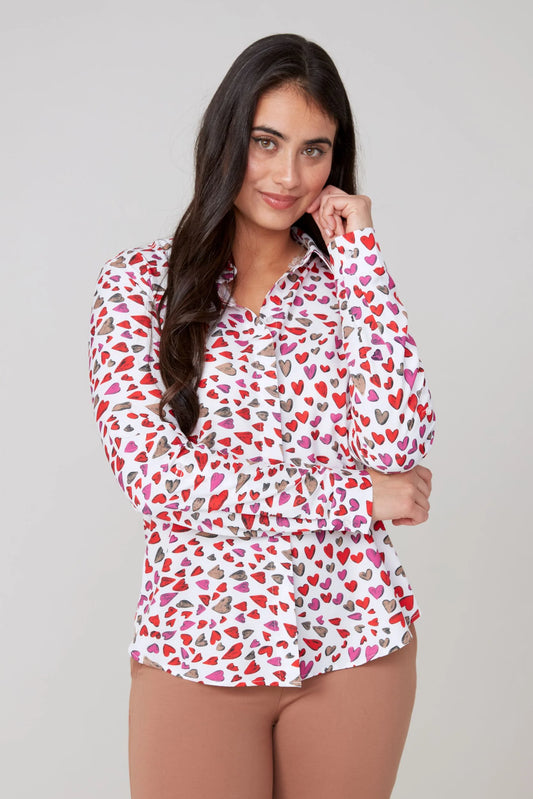 All Over Hearts Woven Blouse