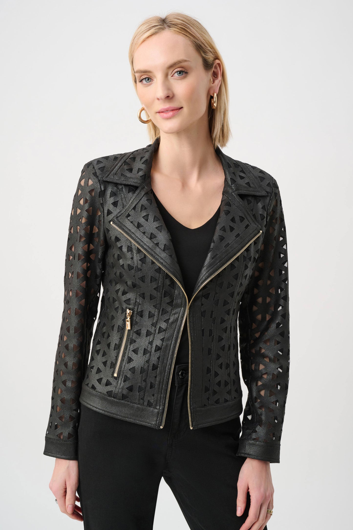 Faux Suede And Mesh Moto Jacket