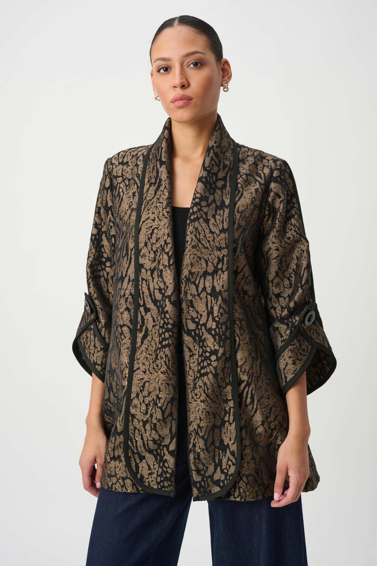 Animal Print Shawl Collar Cover Up