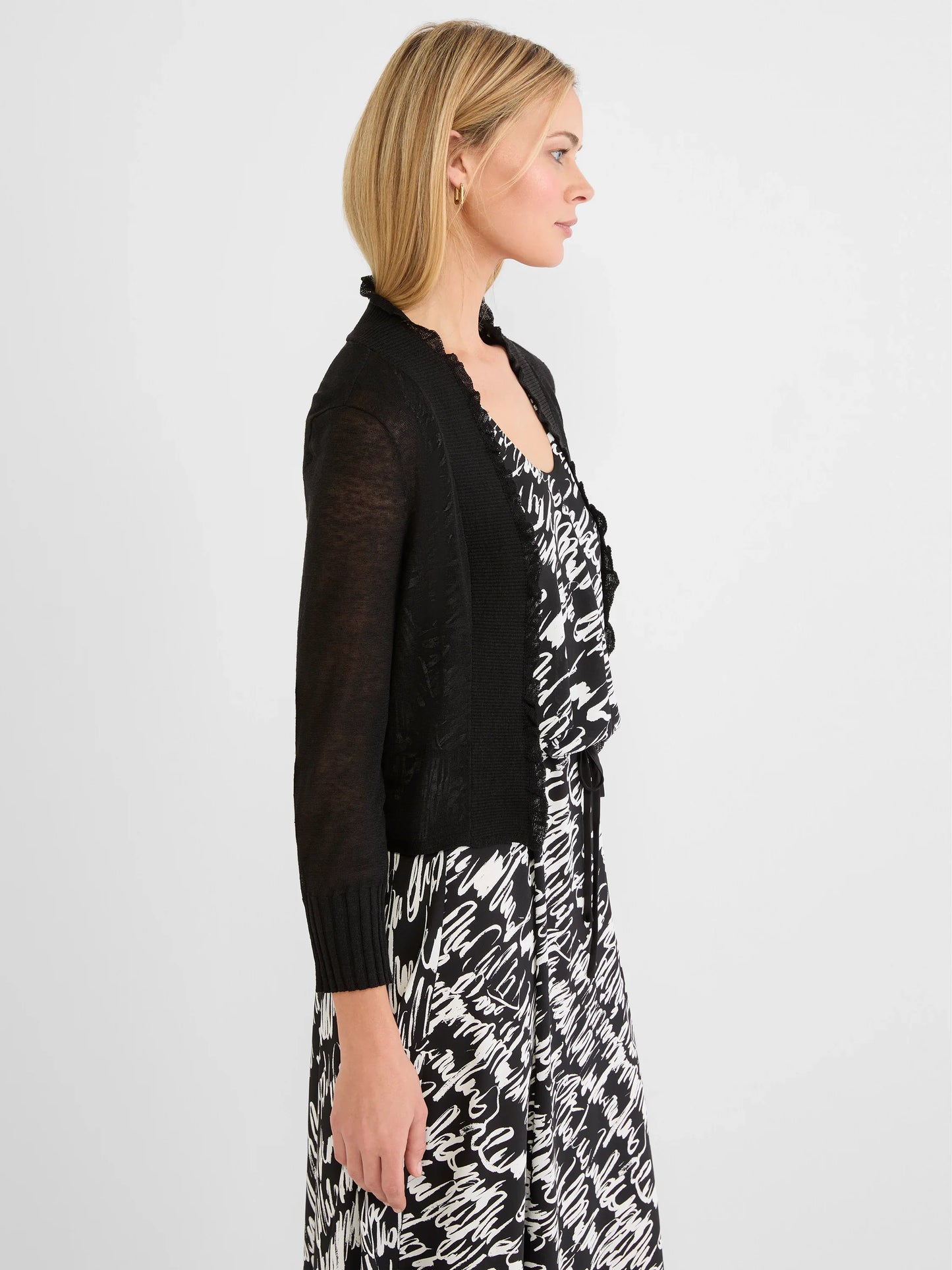 Ruffle Featherknit Cardigan