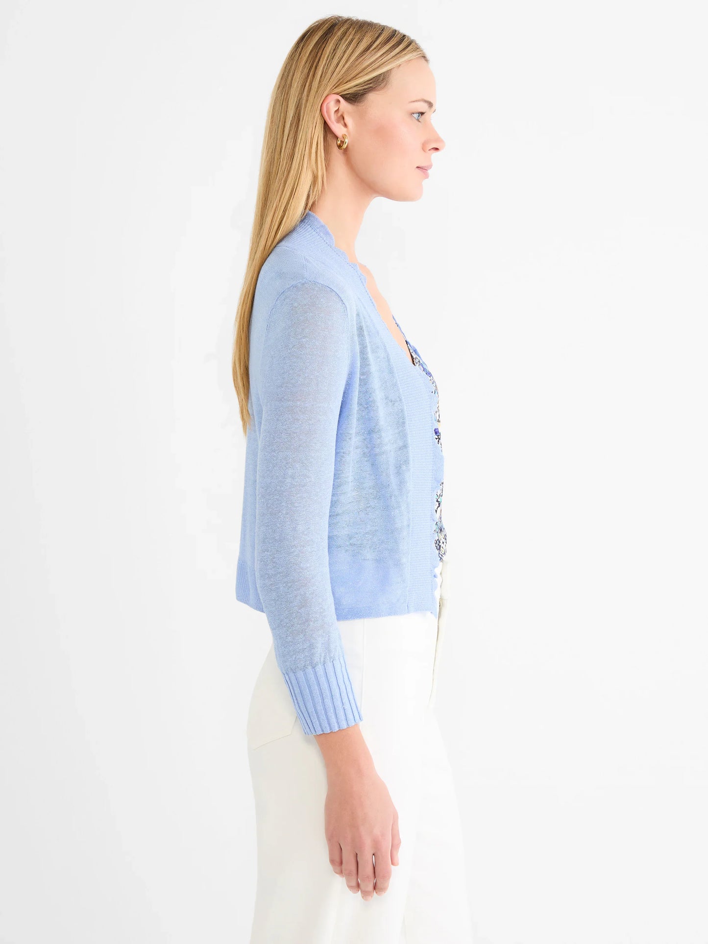Ruffle Featherknit Cardigan