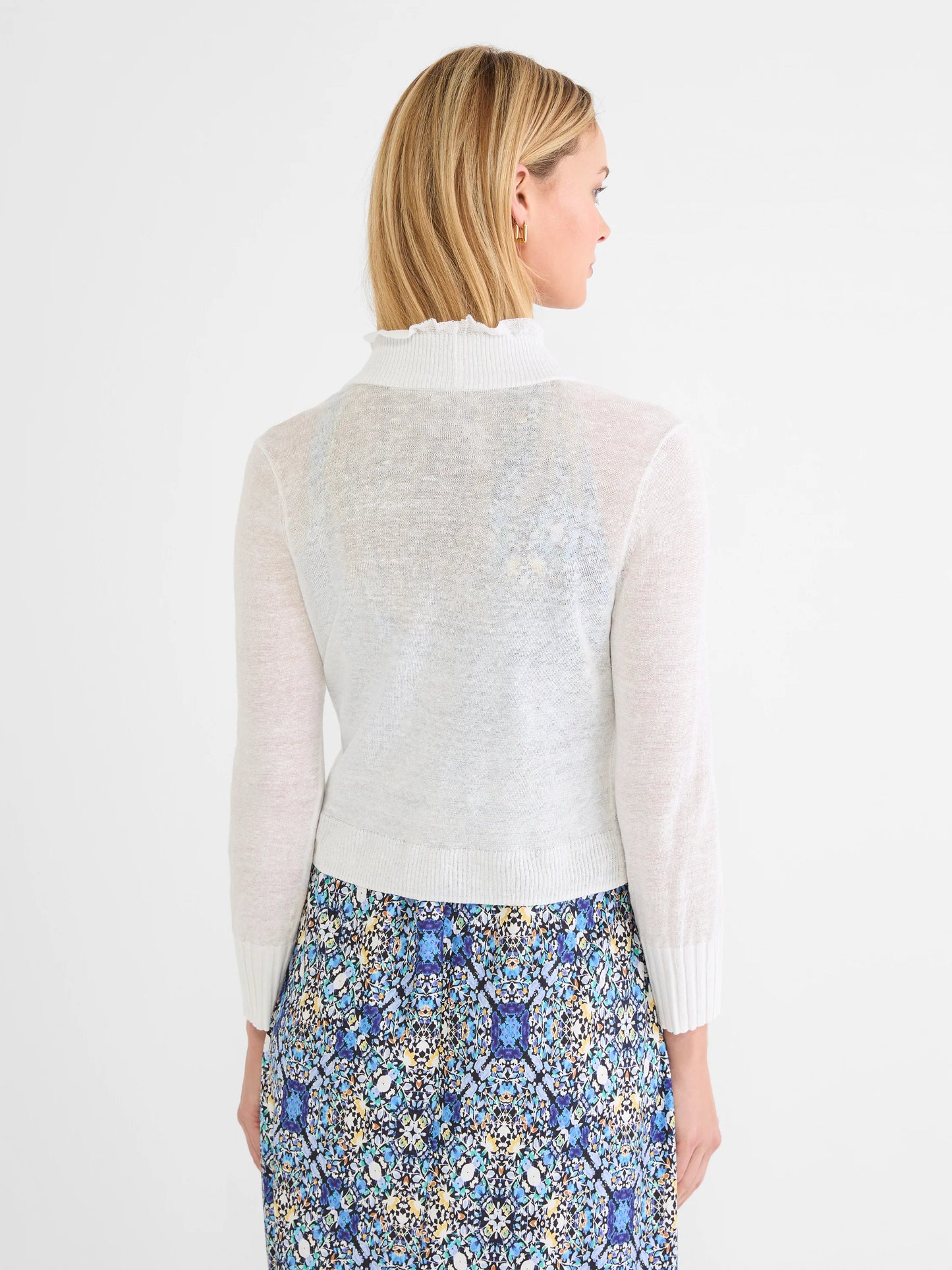 Ruffle Featherknit Cardigan