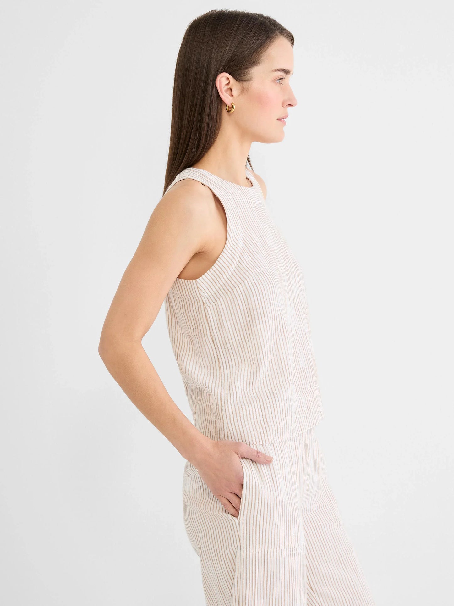 Pinstripe Gauze Pop On Top