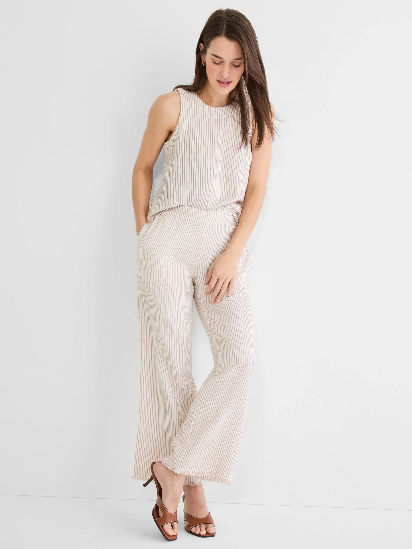 Pinstripe Gauze Wide Leg Pant