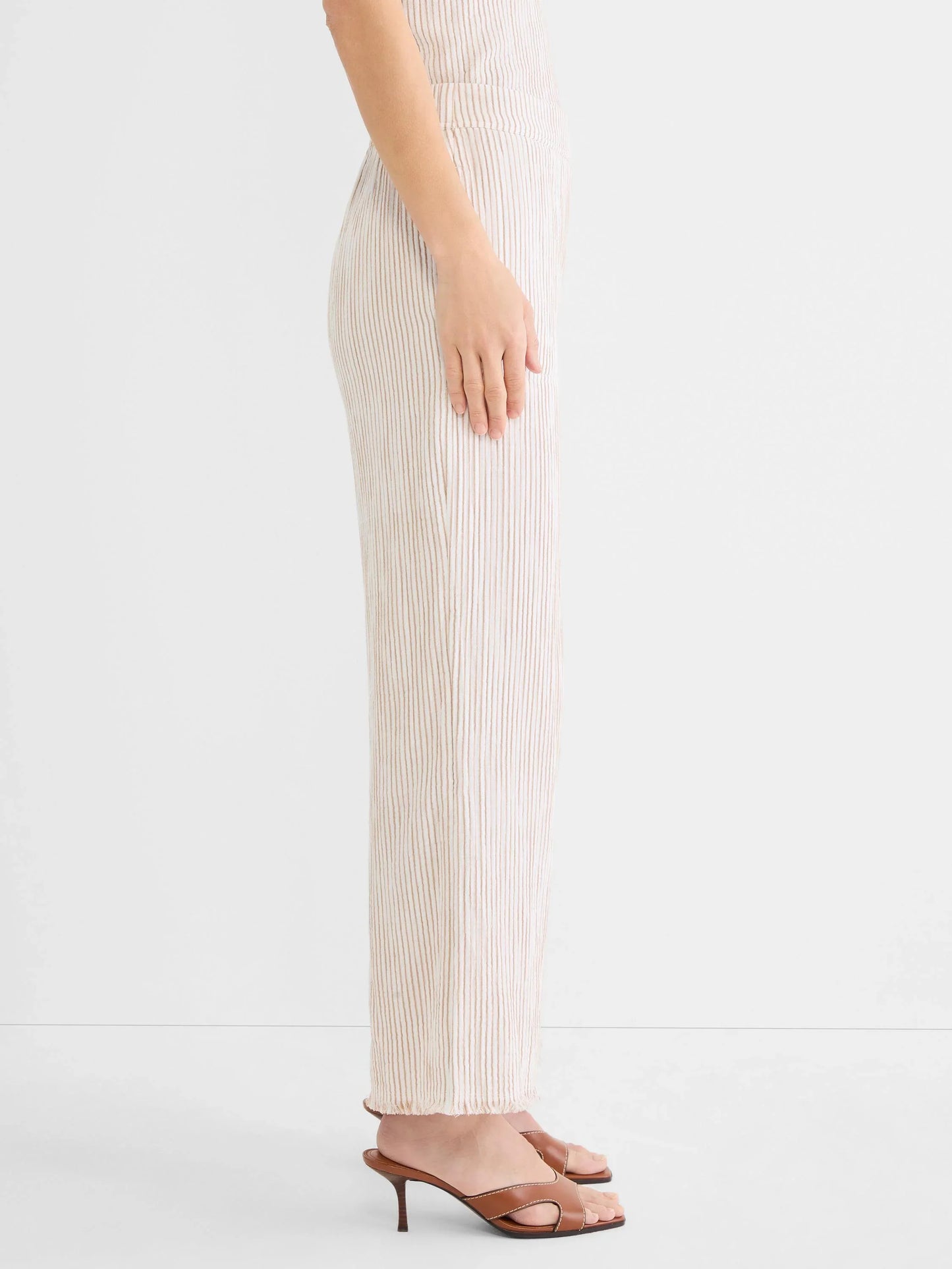 Pinstripe Gauze Wide Leg Pant