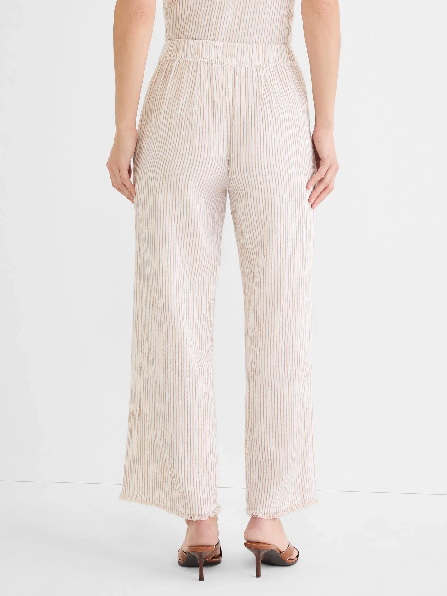 Pinstripe Gauze Wide Leg Pant