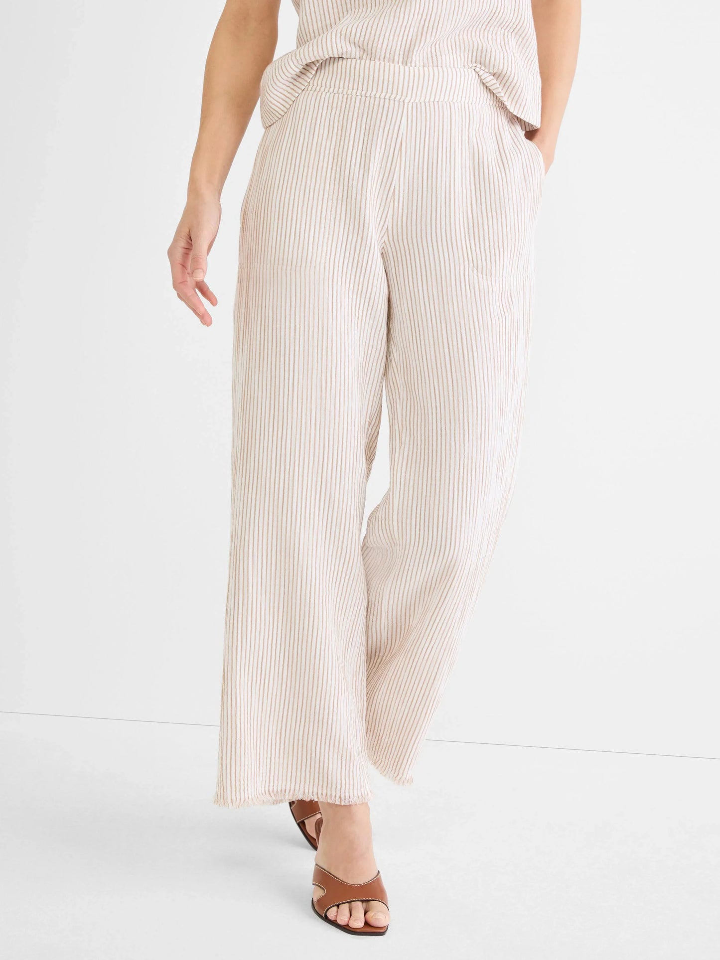 Pinstripe Gauze Wide Leg Pant