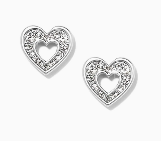 Enchanting Heart Silver Post Earrings