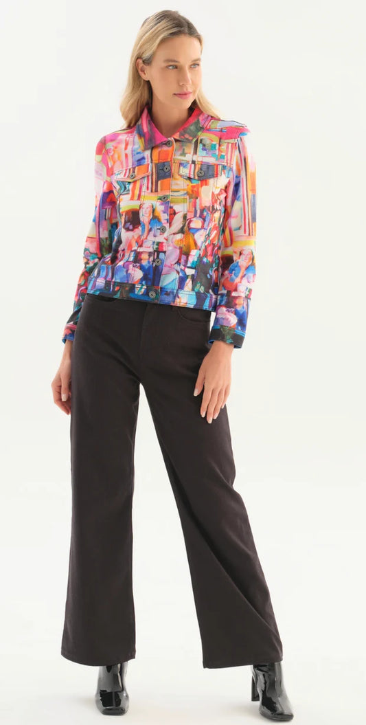 Printed Jean Jacket -Cafe de Paris