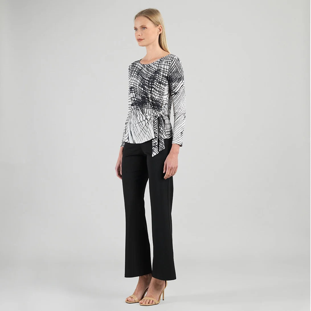 Geo Web Lines Side Tie Waist Top