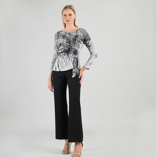 Geo Web Lines Side Tie Waist Top