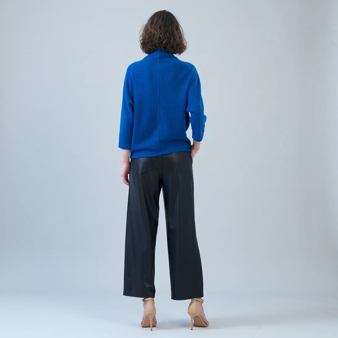 Plush Ribbed Funnel Neck Sweater