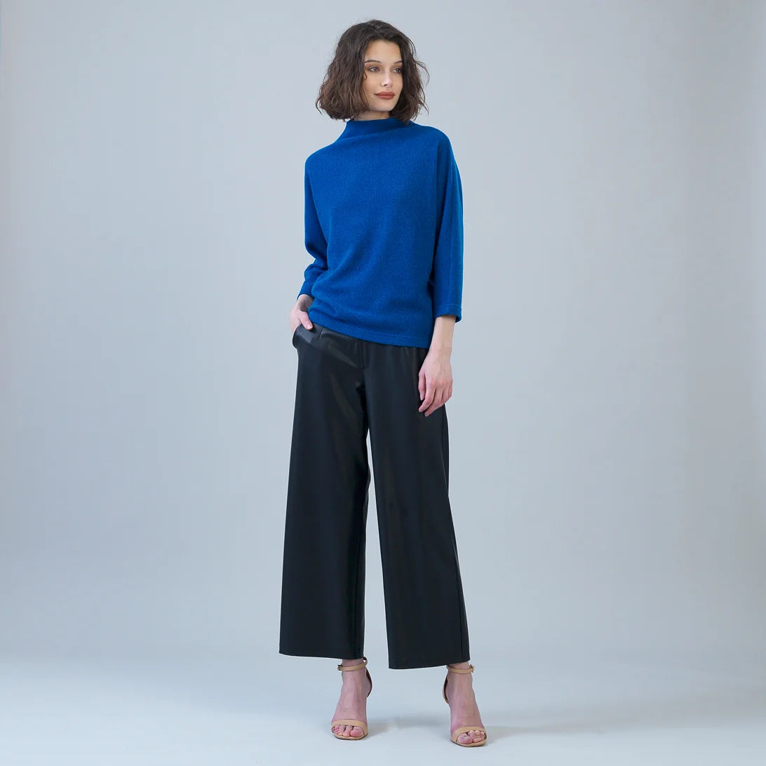 Plush Ribbed Funnel Neck Sweater