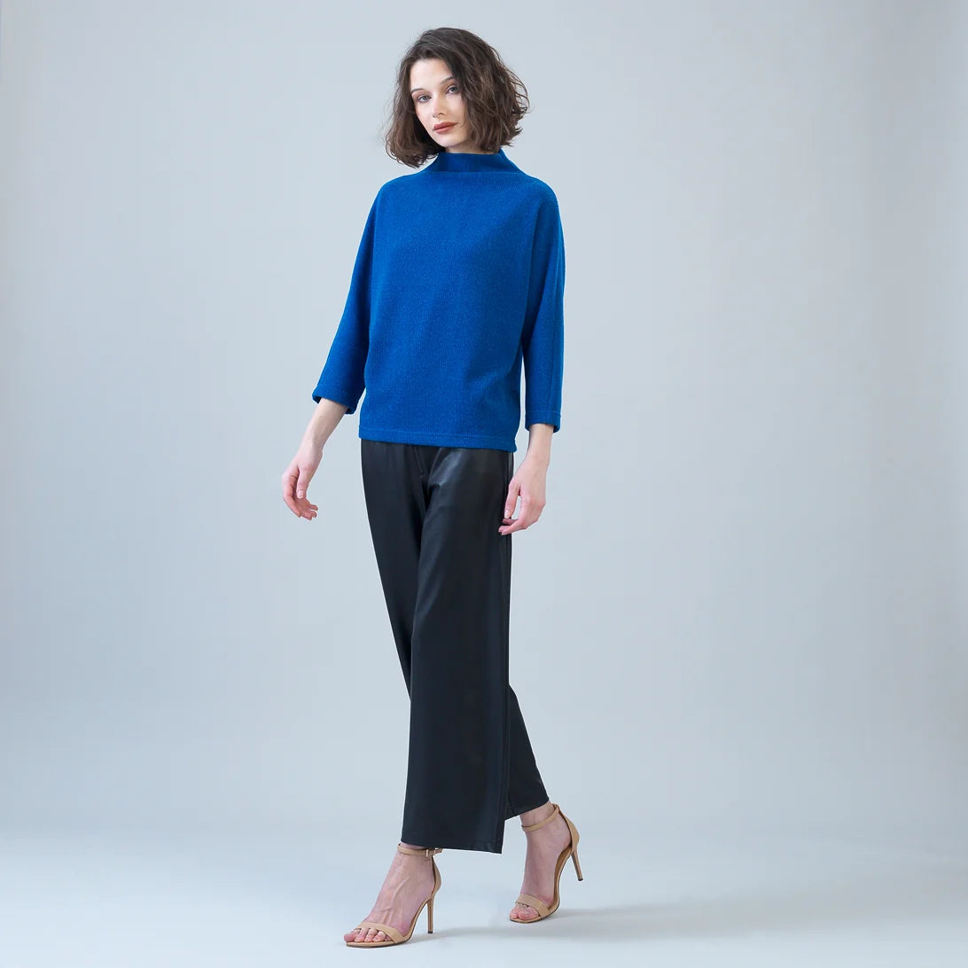 Plush Ribbed Funnel Neck Sweater