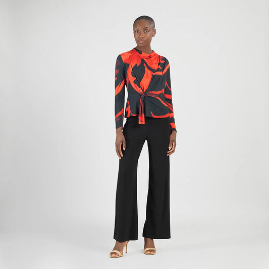 Floral Print Long Sleeve Loop Front Top
