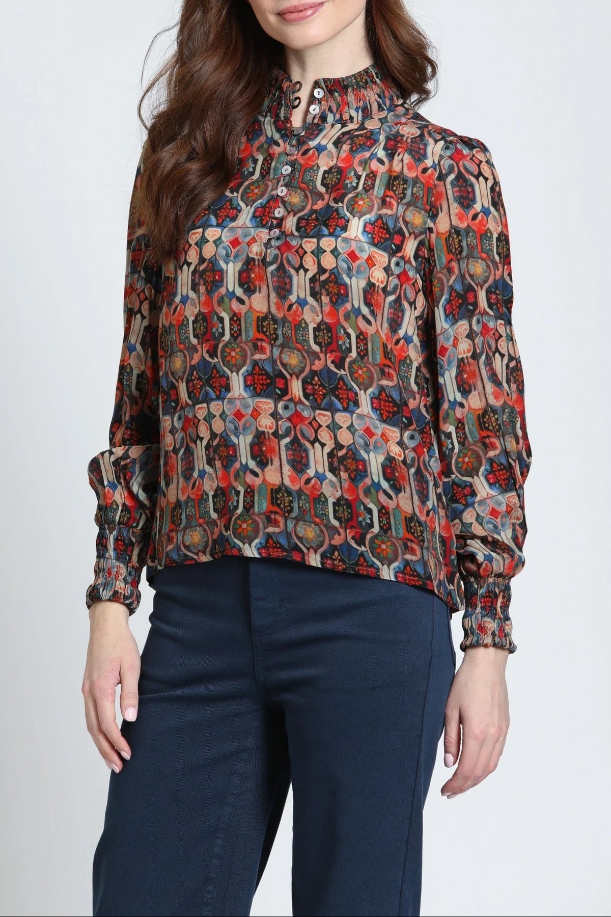 Puff Sleeve Blouse with Ruched Detail