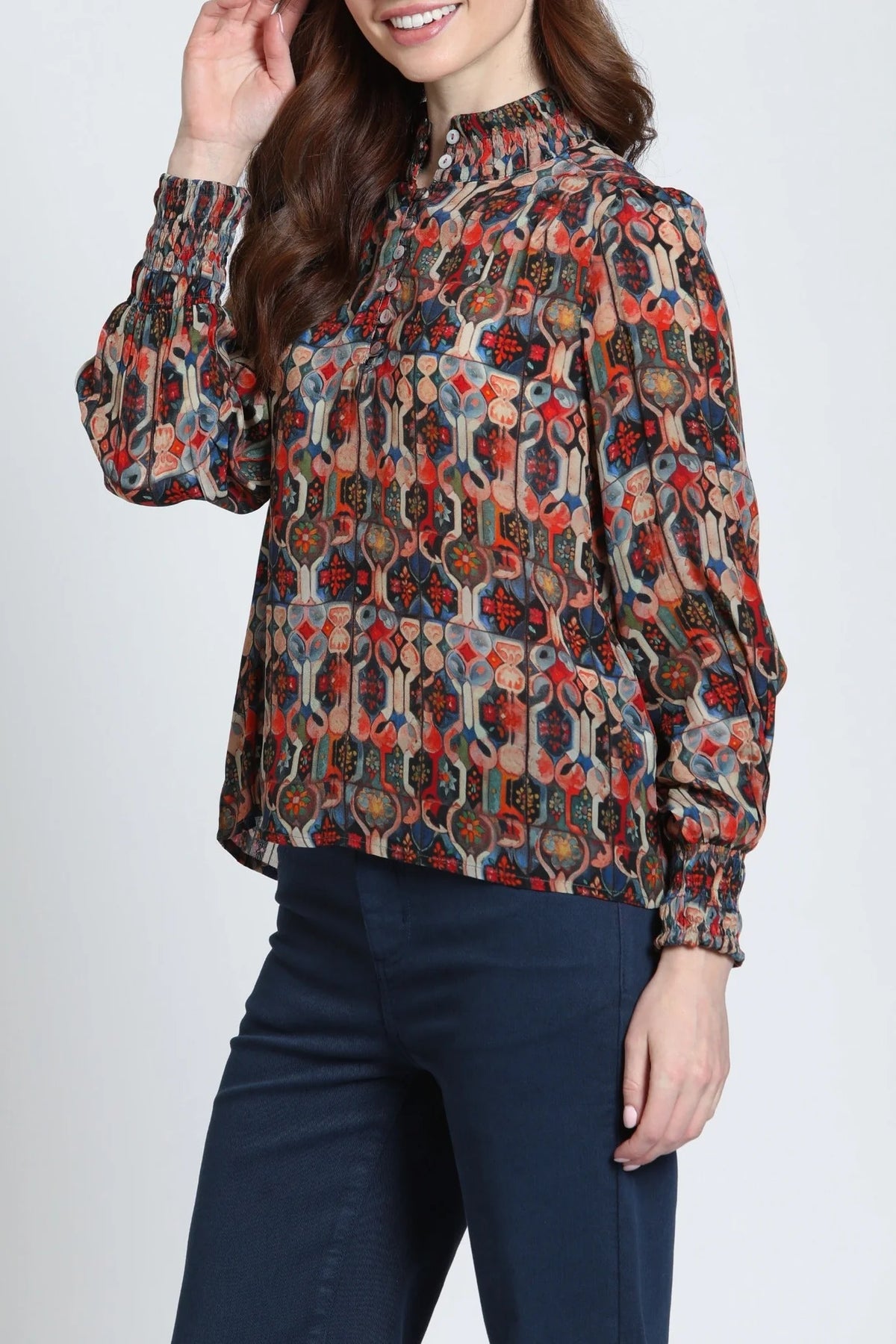 Puff Sleeve Blouse with Ruched Detail