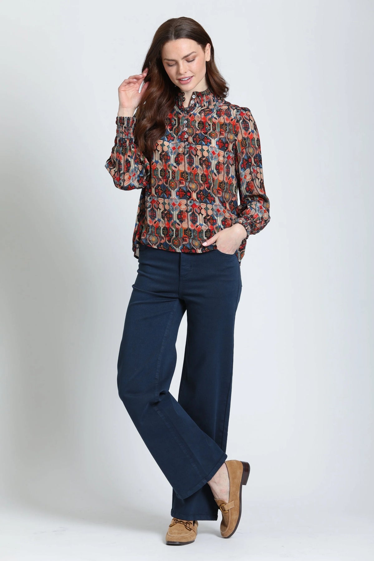 Puff Sleeve Blouse with Ruched Detail