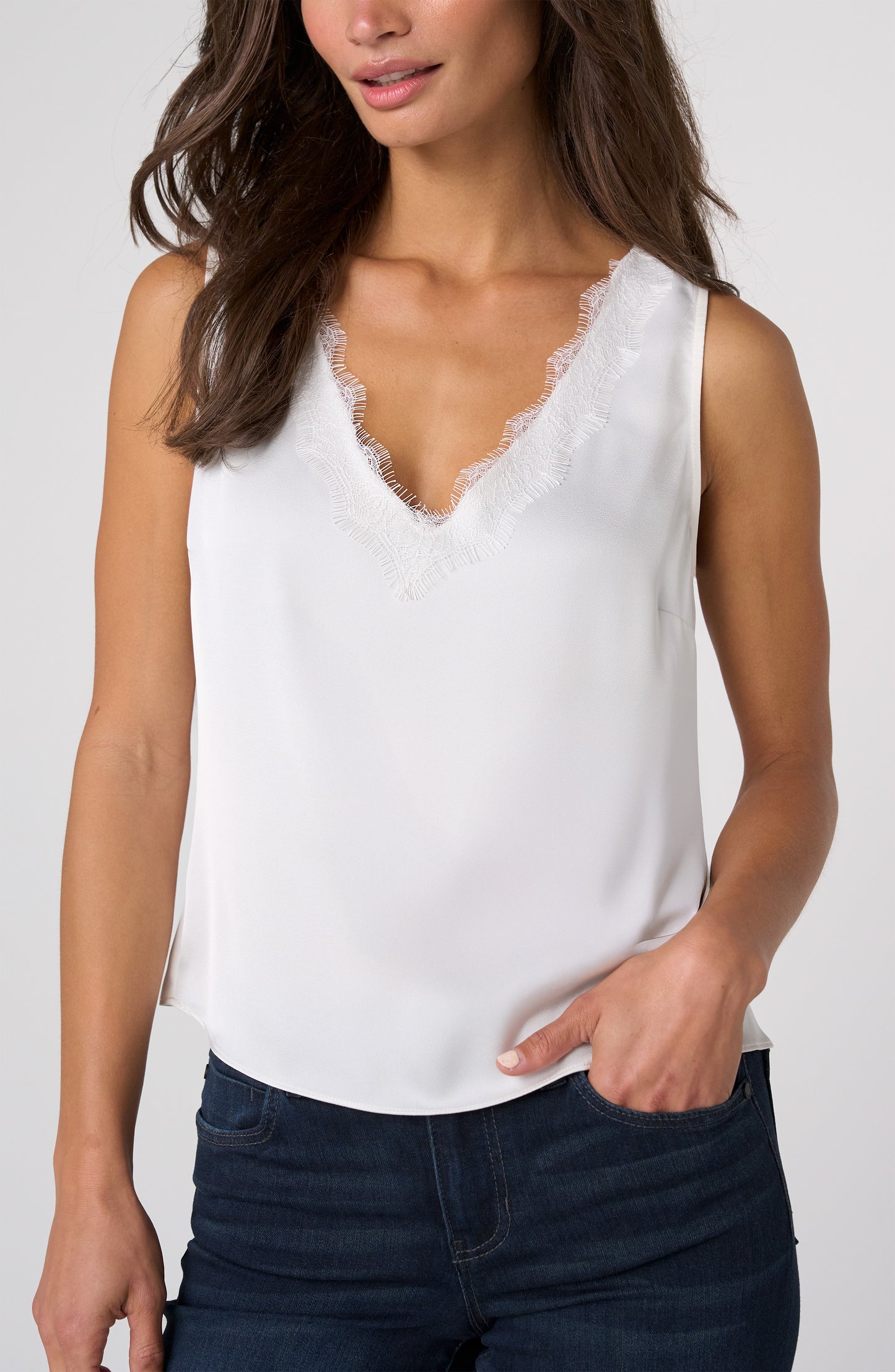 Tank with Lace Trim